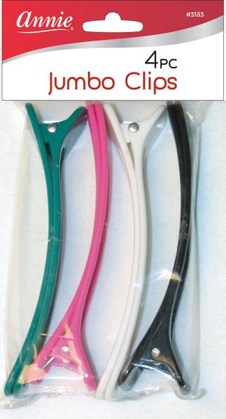 #3183 Annie 4Pc Jumbo Clips Assort Color (12PC)
