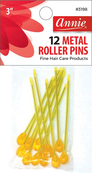 #3198 Annie Metal Roller Pin 3" 12Pc Amber (12PC)