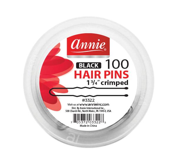 #3322 Annie 100Pc Hair Pins Black 1 3/4" (12PC)