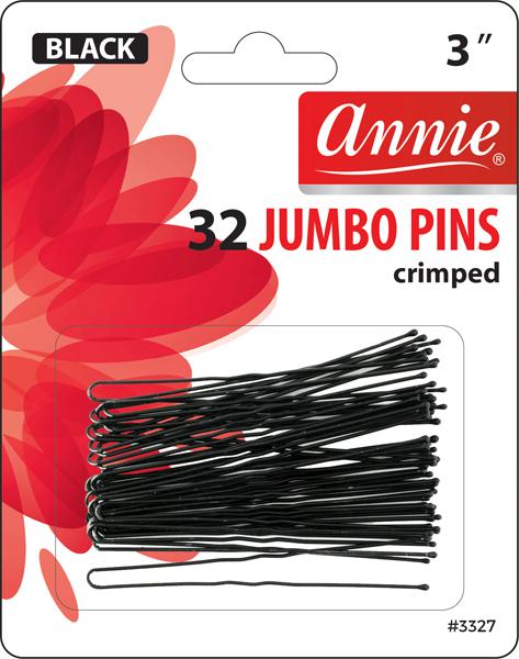 #3327 Annie 32Pc Jumbo Hair Pins Black 3" (12PC)