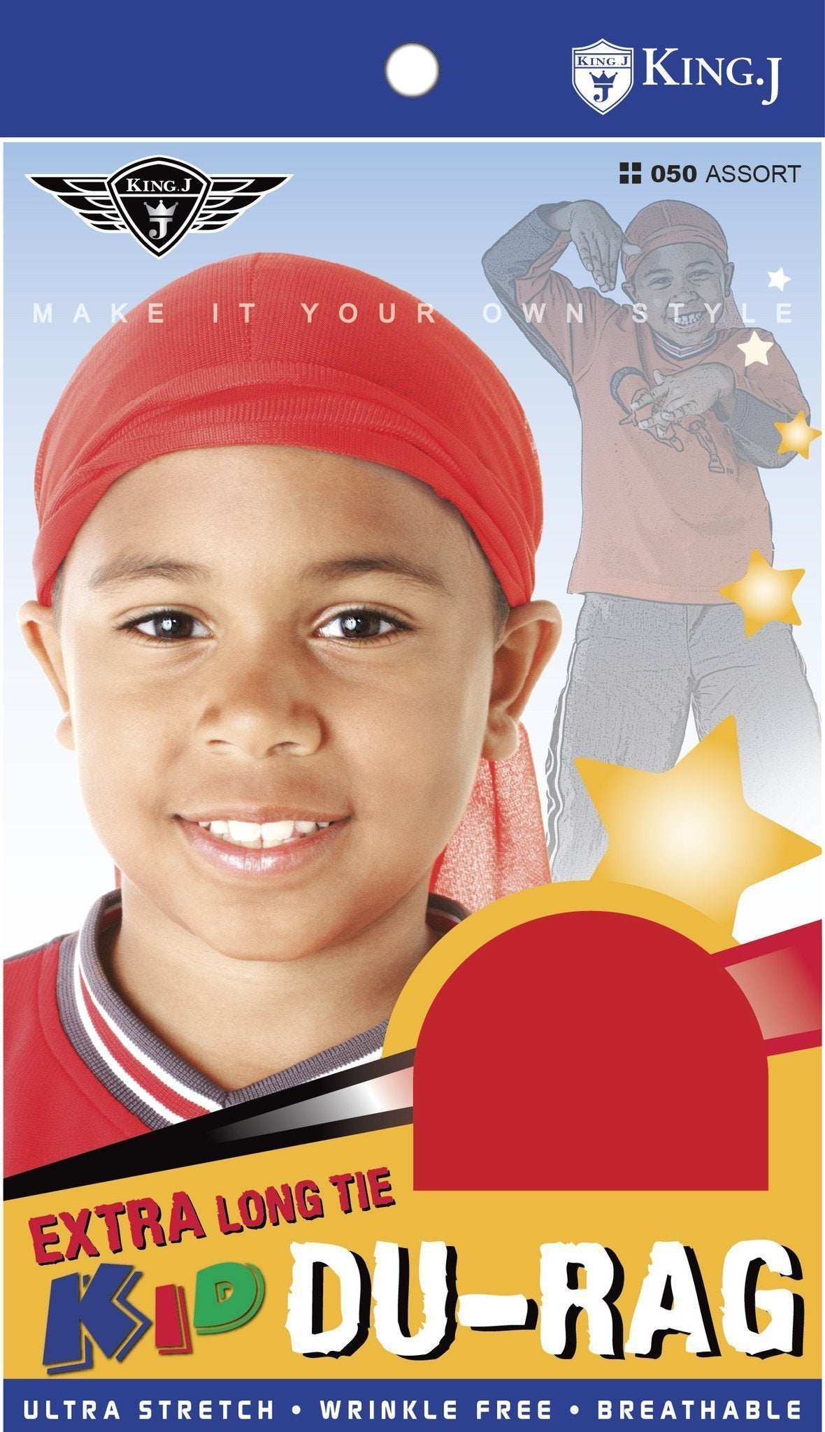 #050 Extra Long Tie Kid Du-Rag / Assort (12PC)