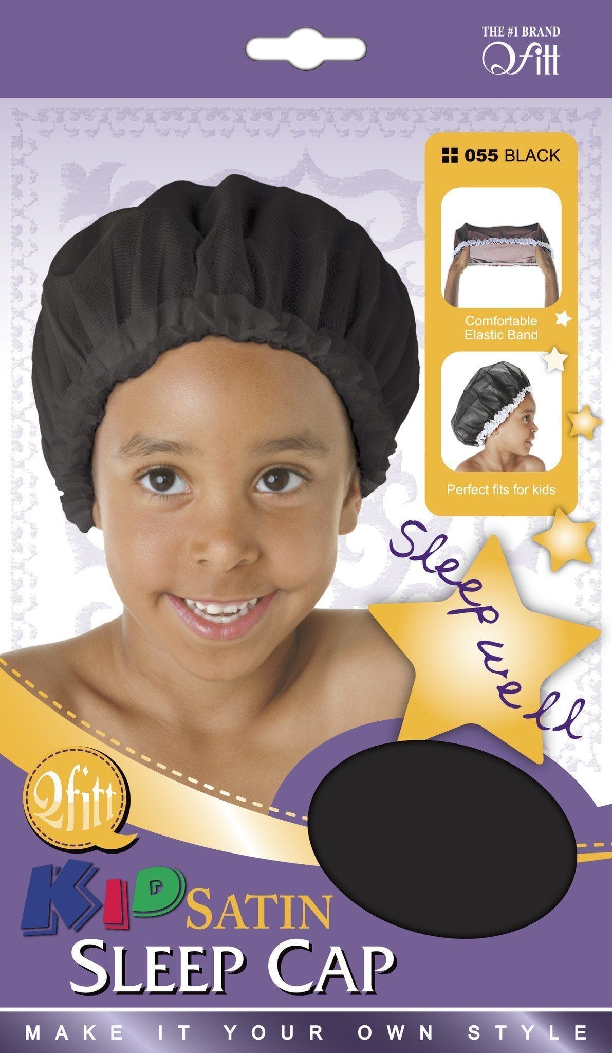 #55 Kid Satin Sleep Cap / Black (12PC)
