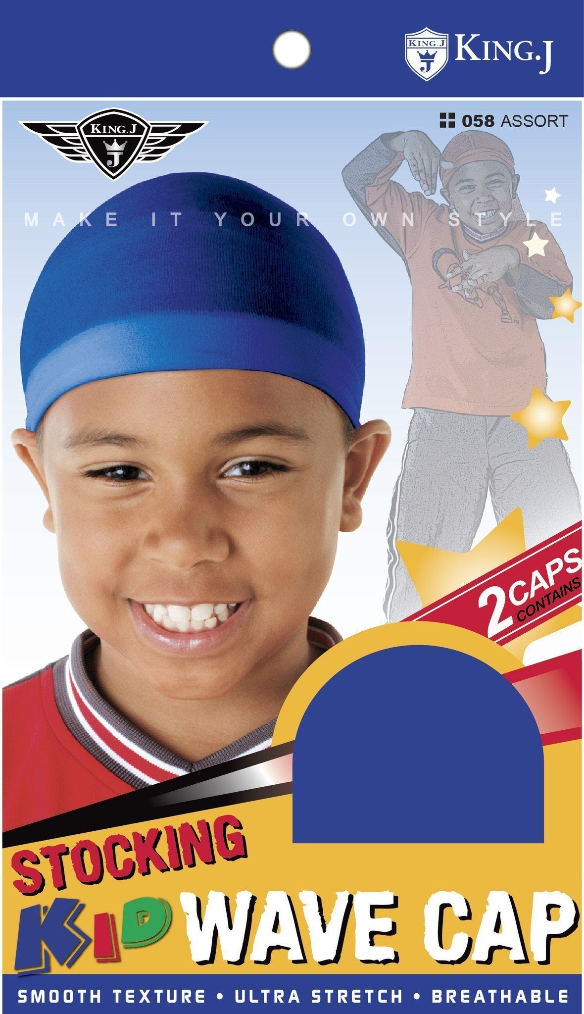 #058 Kid Stocking Wave Cap / Assort (12PC)
