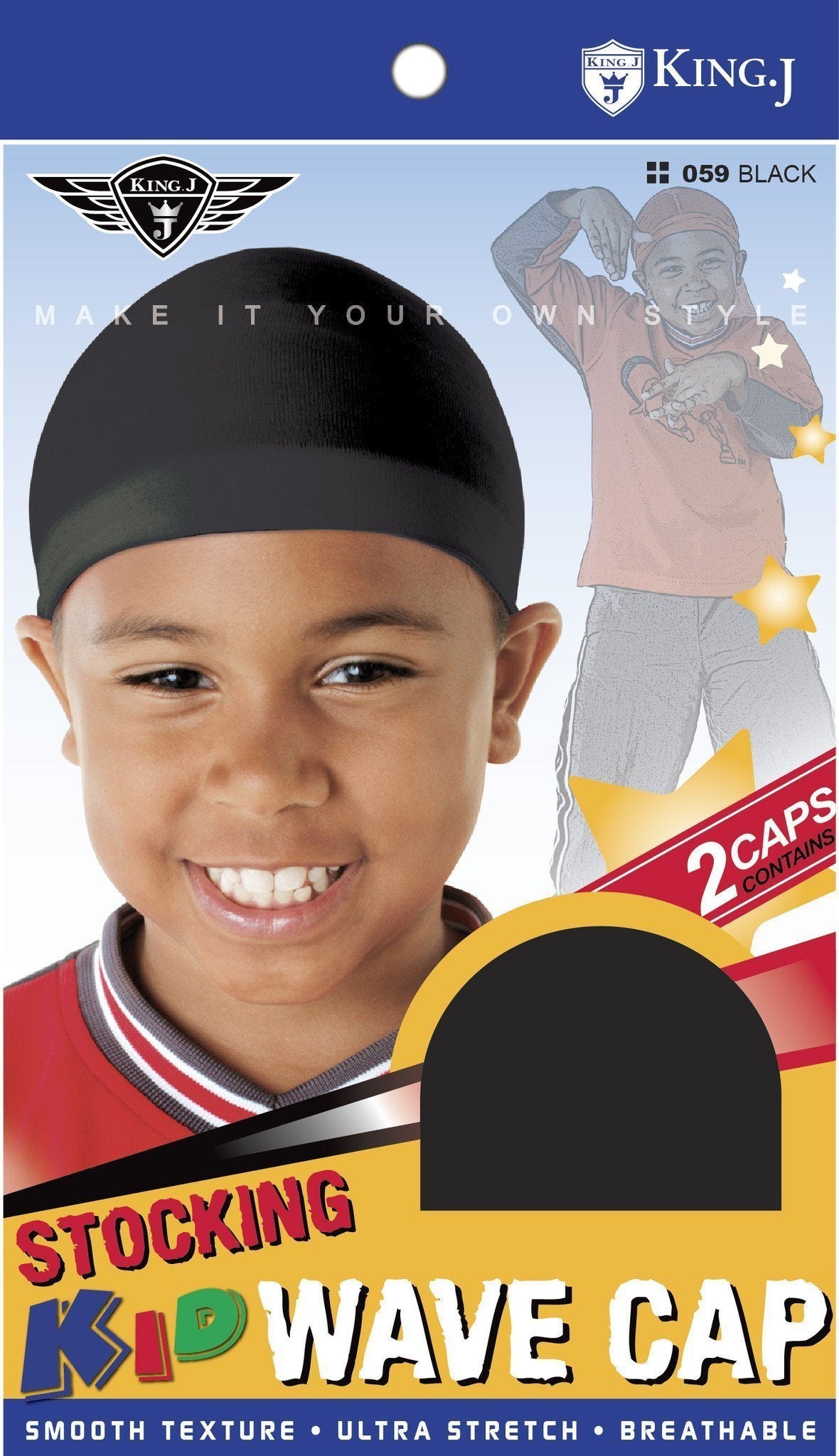#059 Kid Stocking Wave Cap / Black (12PC)