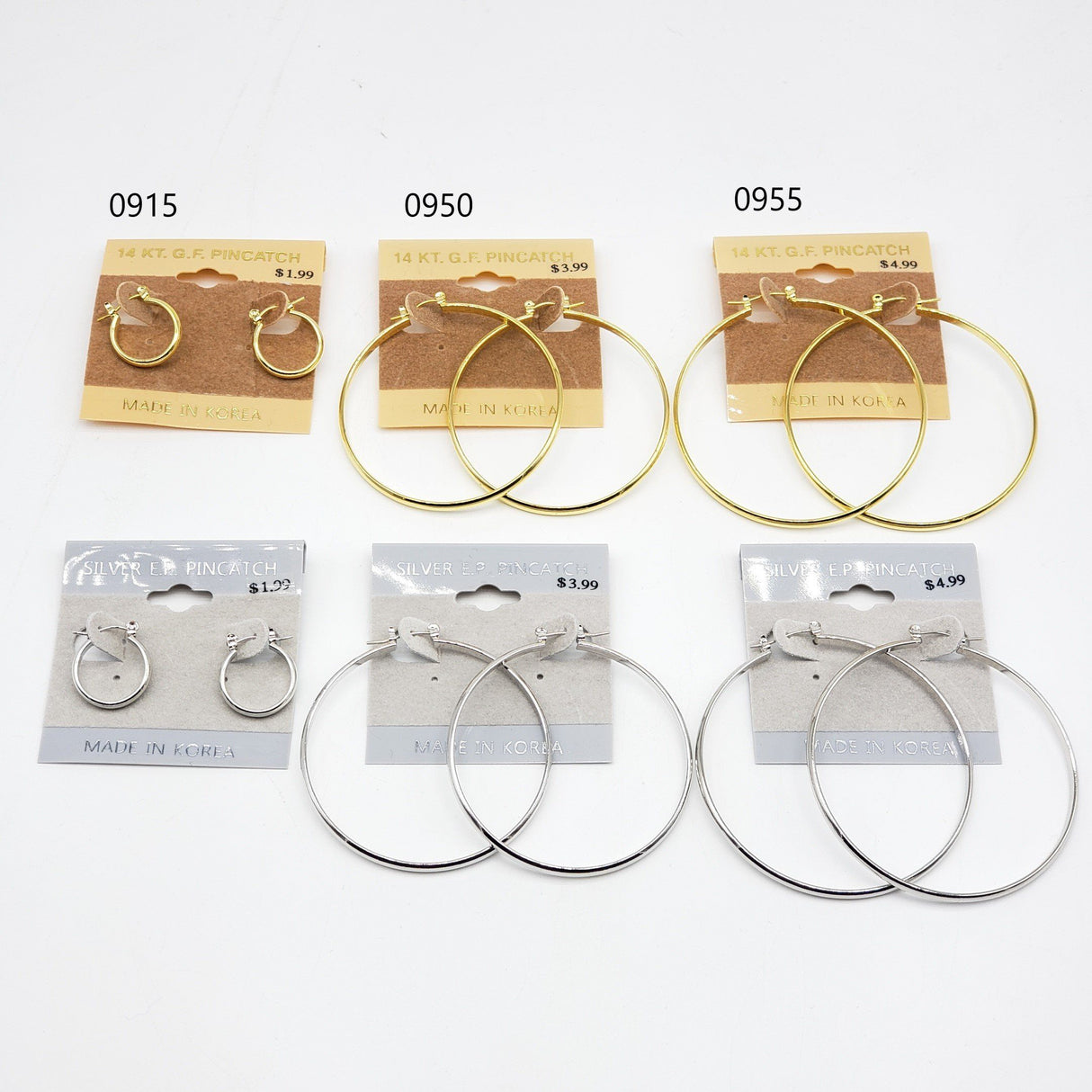 Gold/Silver Hoop Earrings #0915-0950-0955 (PC)