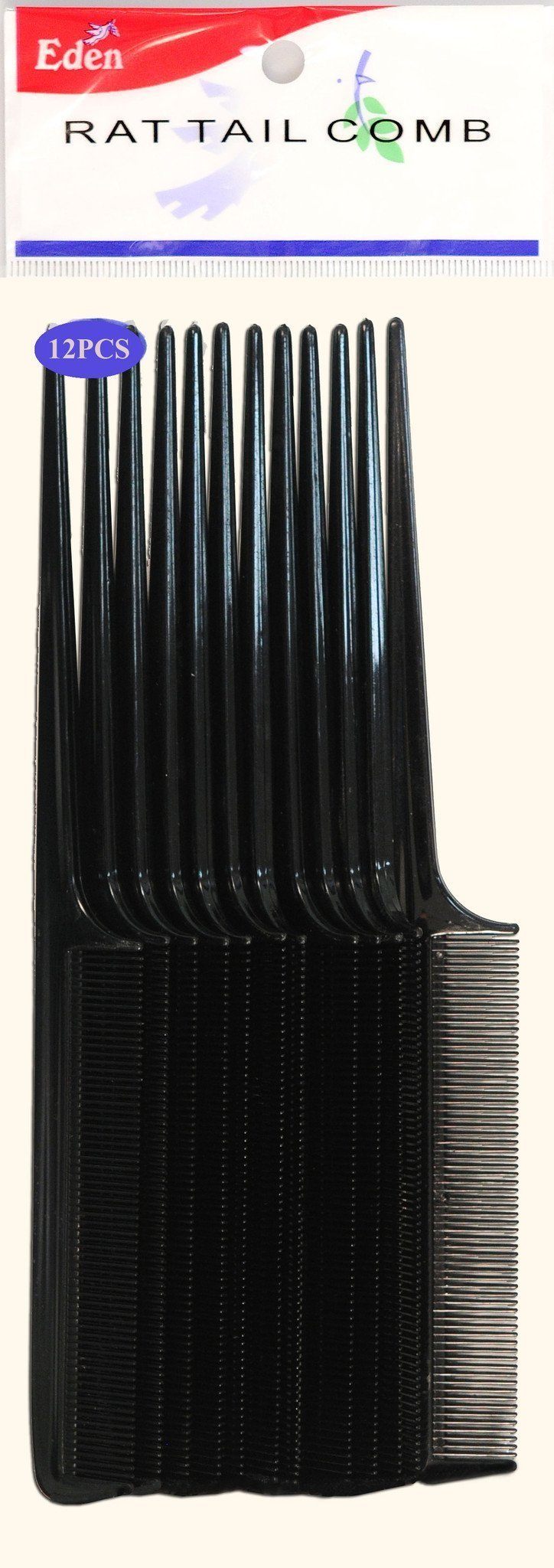 #10112 Eden Black Rat Tail Comb (12Pc)