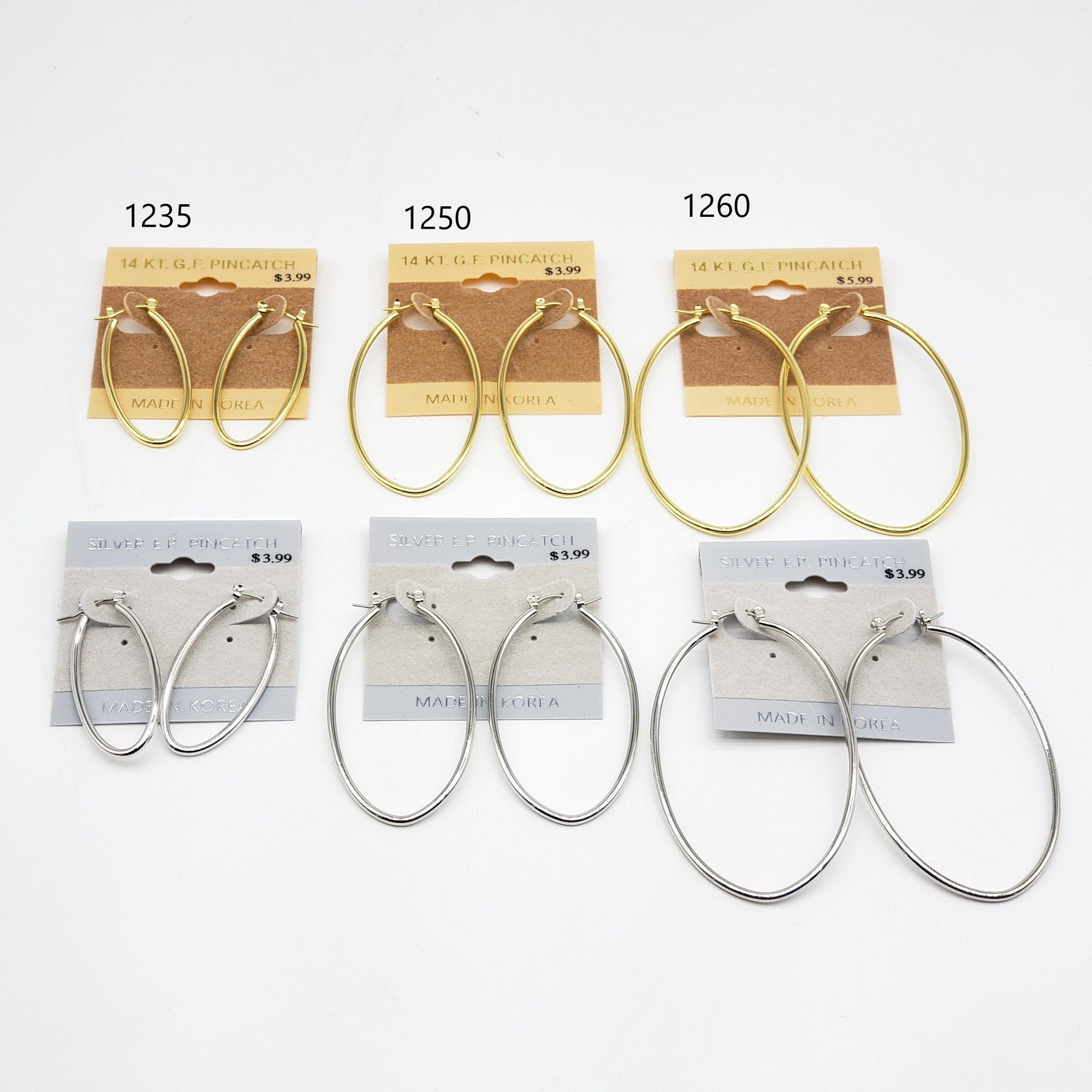 Gold/Silver Oval Hoop Earrings #1235-1250-1260 (PC)
