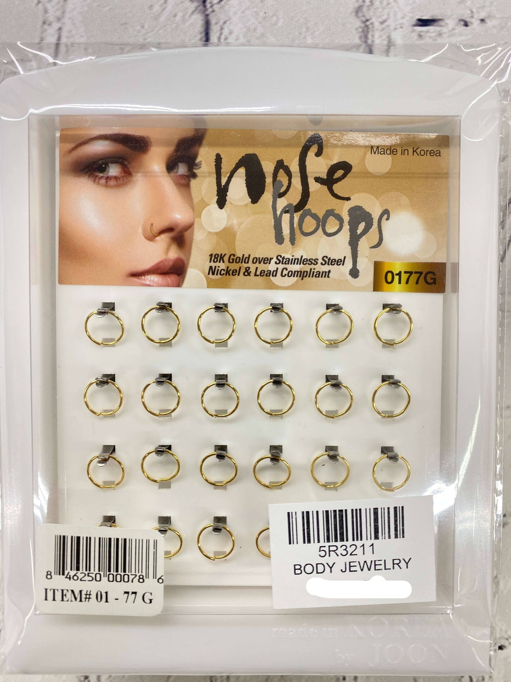 Nose Hoops 18K Gold Stainless Steel #01-77G (24PC)