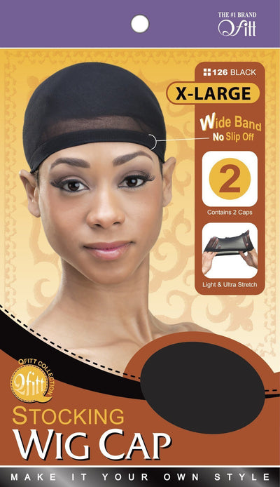 #126 X-Large Stocking Wig Cap / Black (12PC)