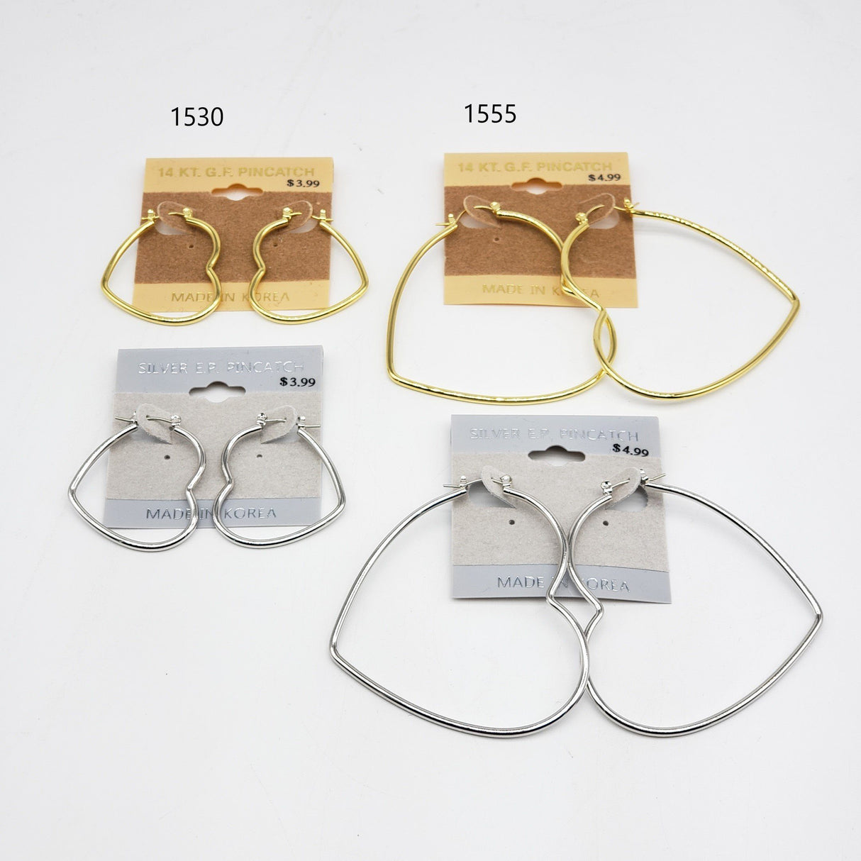 Gold/Silver Heart Hoop Earrings #1530-1555 (PC)