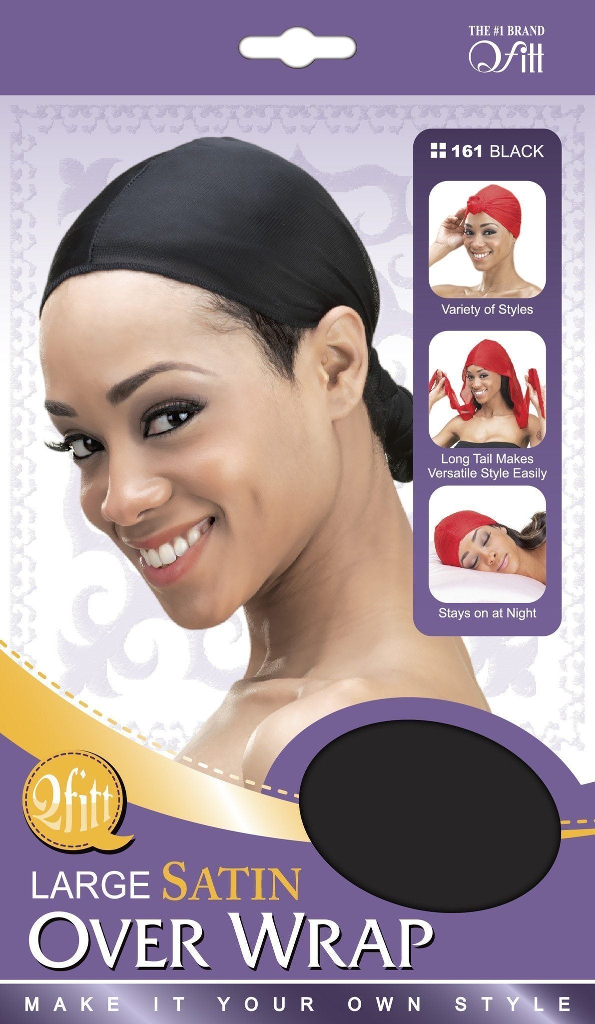 #161 Large Satin Over Wrap / Black (12PC)