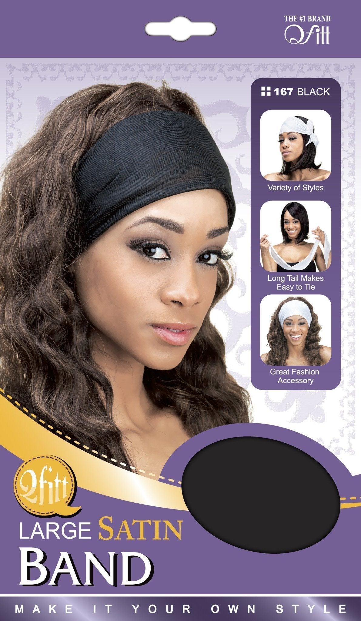 #167 Large Satin Band / Black (12PC)