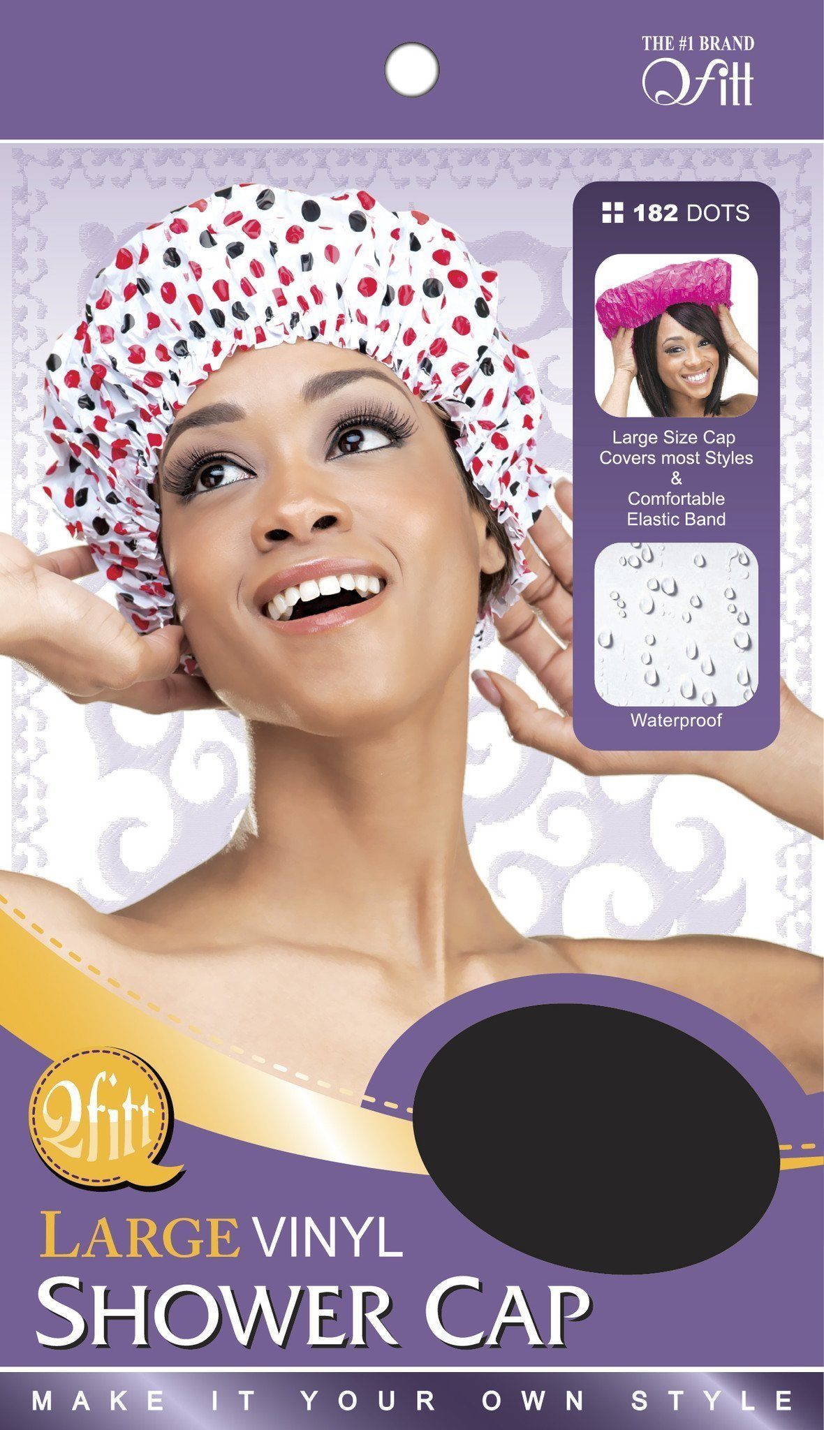 #182 Large Vinyl Shower Cap / Dots (12PC)