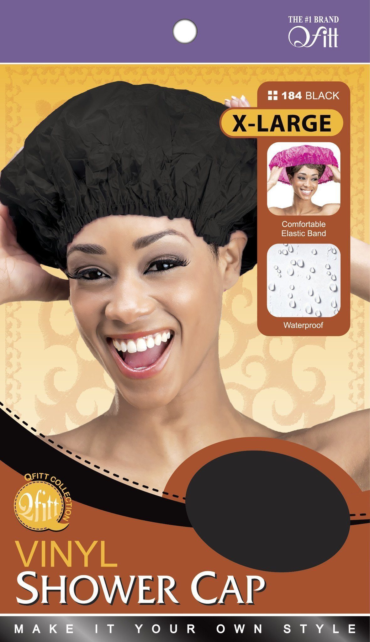 #184 X-Large Vinyl Shower Cap / Black (12PC)