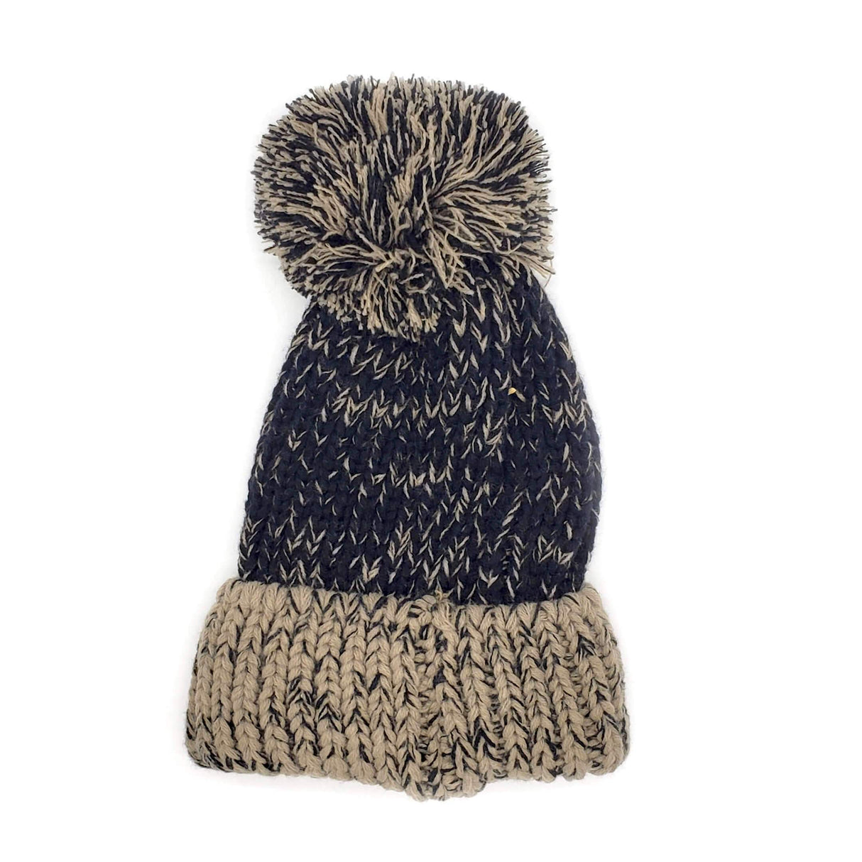 #KA247 Thick Knit Black Pom Pom Beanie