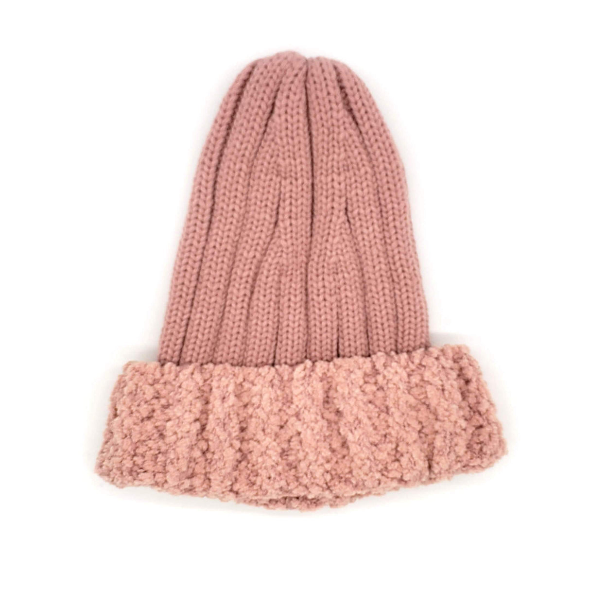 #LOH080 Fluffy Bottom Wool Knit Pink Beanie