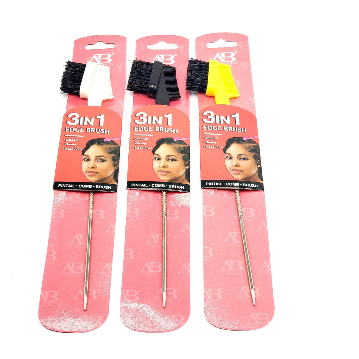 AB 3 in 1 Edge Brush w/ Metal Pin #ABR0253 (12PC)