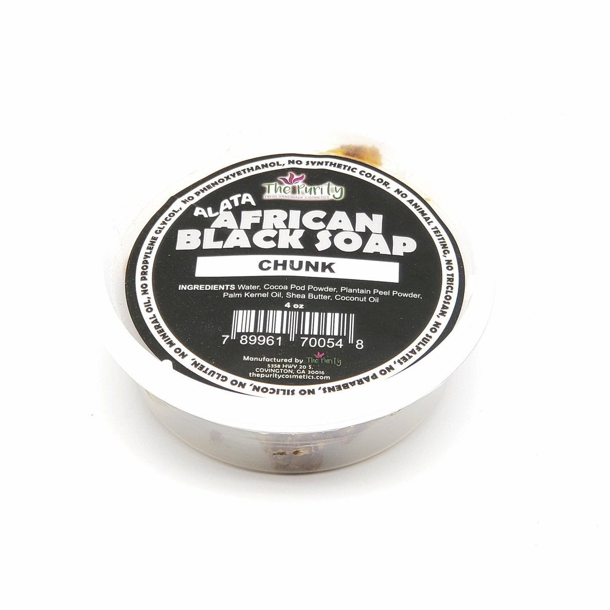 The Purity African Black Soap Chunk 4oz (PC)