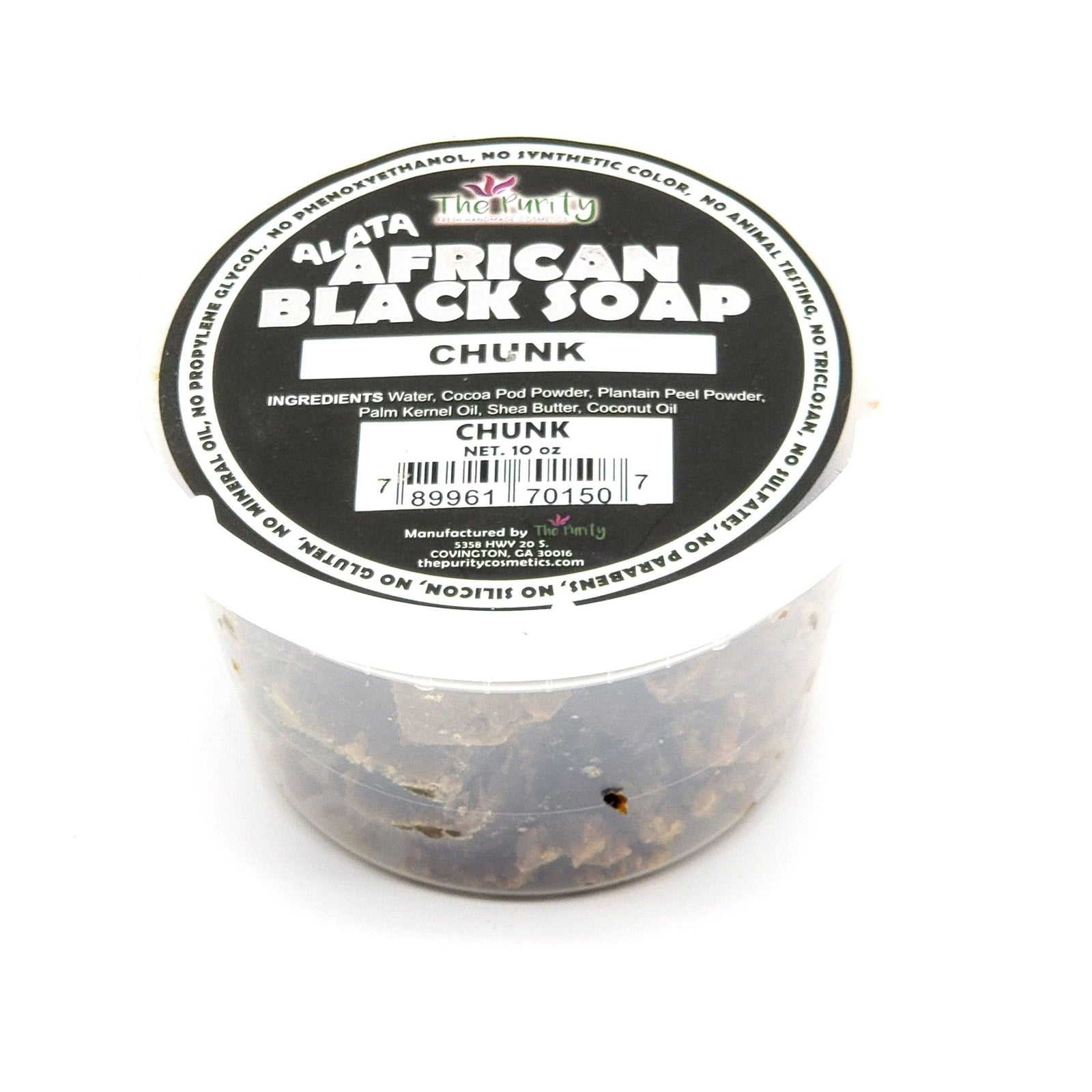 The Purity African Black Soap Chunk 10oz