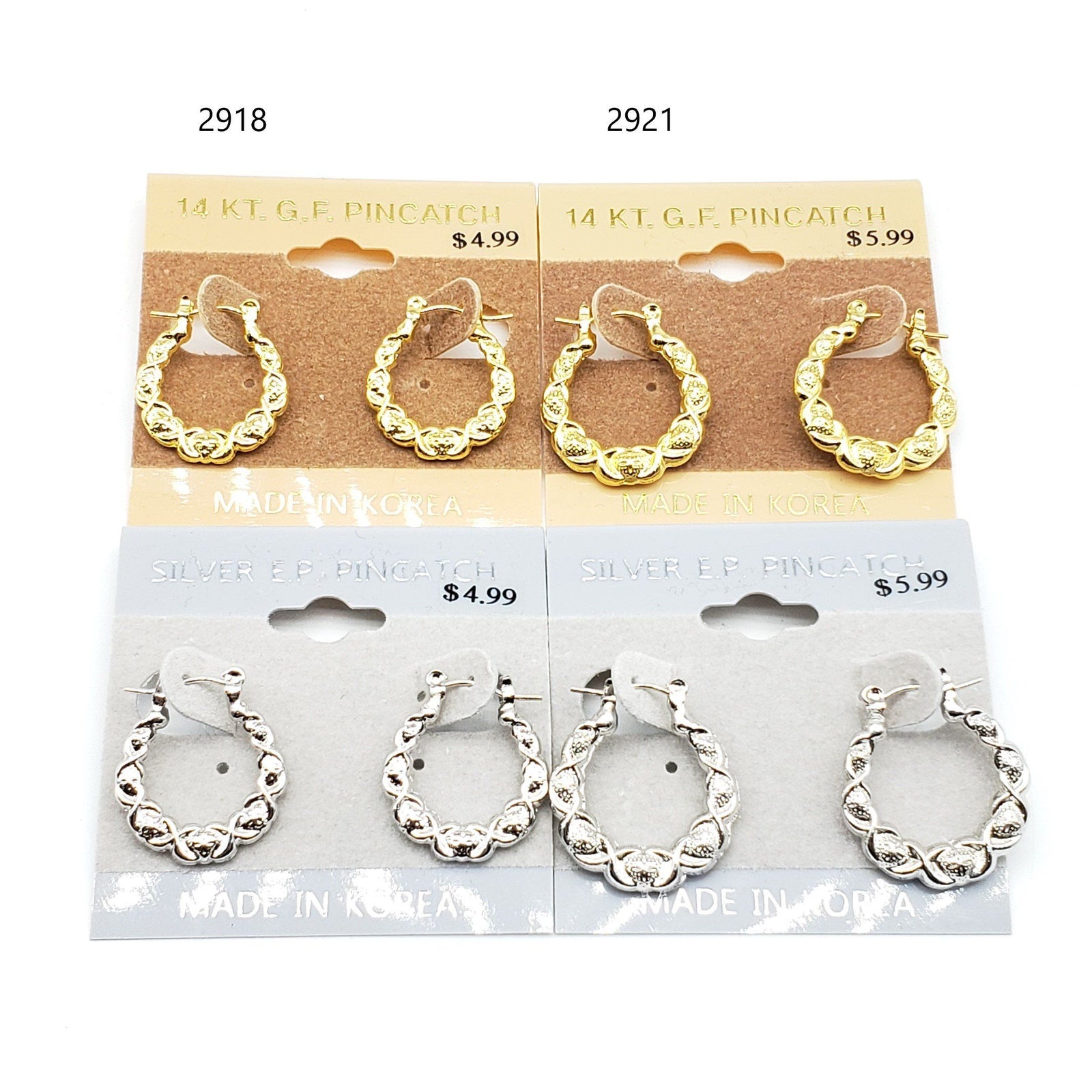 Gold/Silver Bamboo Hoop Earrings #3140-3160-3173-3190-3100