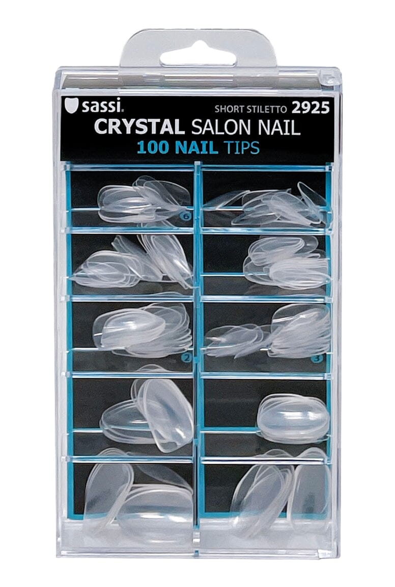 Sassi Crystal 100 Salon Short Stiletto Nail Tip #2925 (PC)