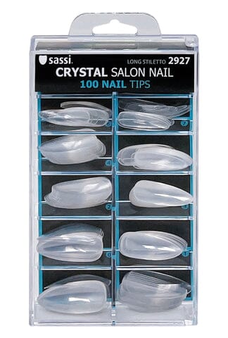 Sassi Crystal 100 Salon Long Stiletto Nail Tip #2927 (PC)