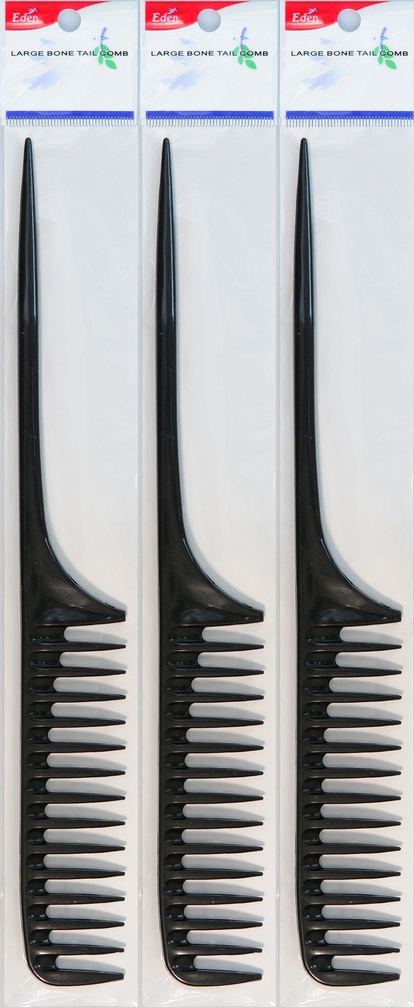 #38112 Eden Large Black Bone Tail Comb (12Pk)