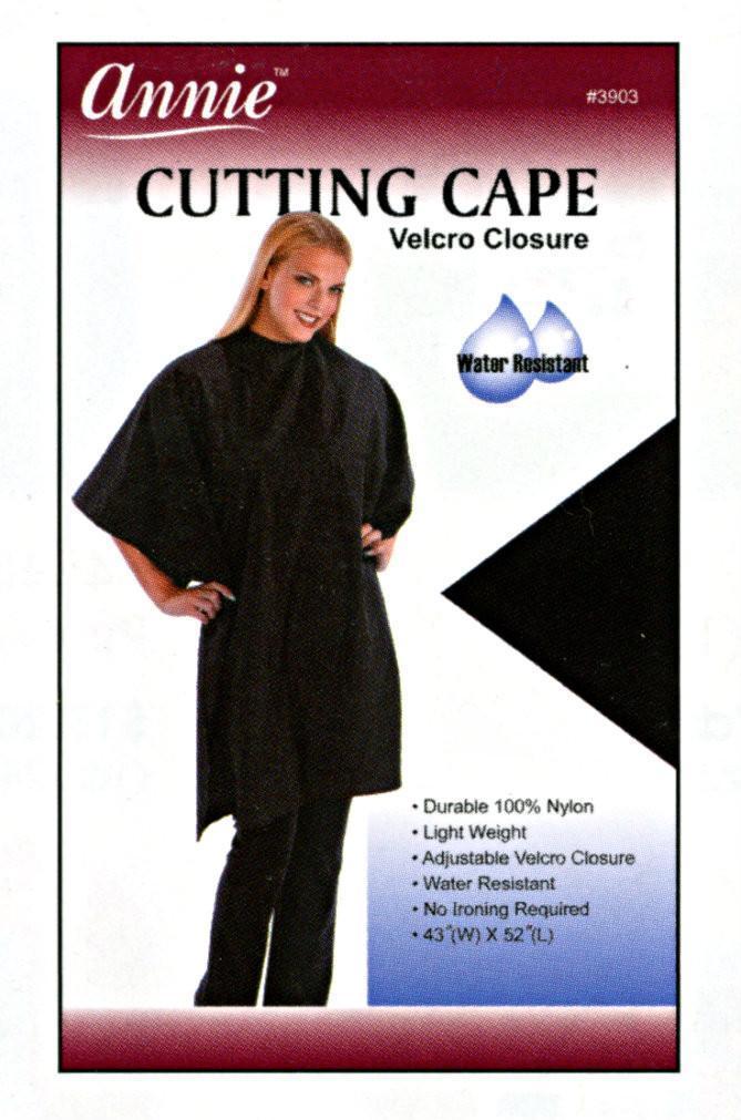 #3903 Annie Cutting Cape Velcro Closure Black (PC)