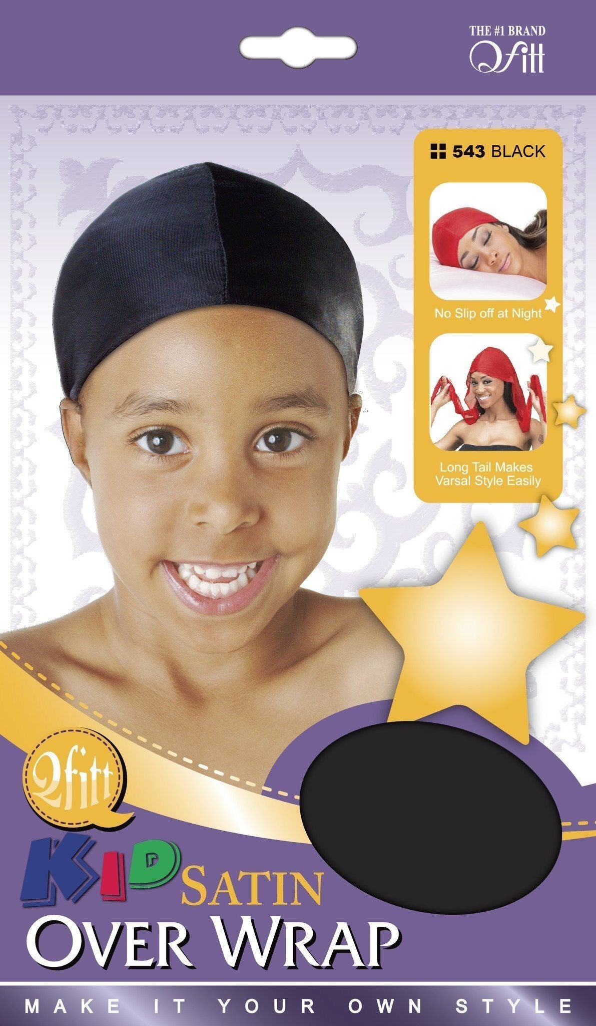 #543 Kid Satin Over Wrap / Black (12PC)