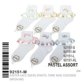 Girls Lace Socks Pastel Tone Assort #92151 (12PC)
