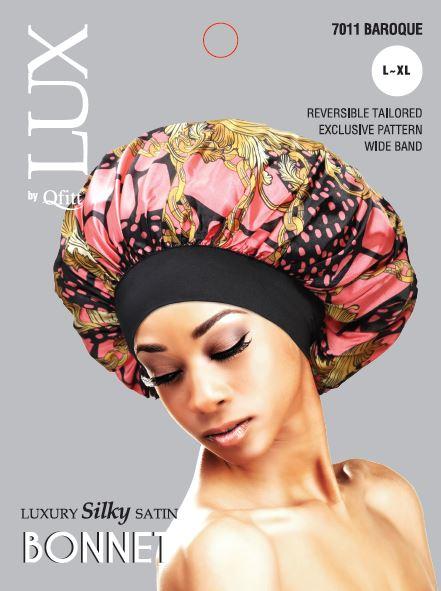 7011 Lux Pattern Luxury Silky Satin Bonnet - (Afro) L-XL / Assort