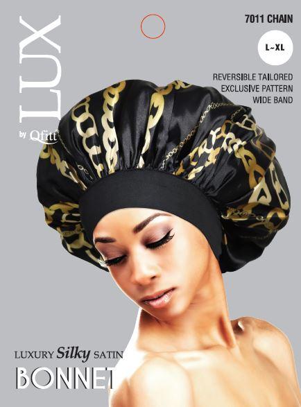 7011 Lux Pattern Luxury Silky Satin Bonnet - (Afro) L-XL / Assort