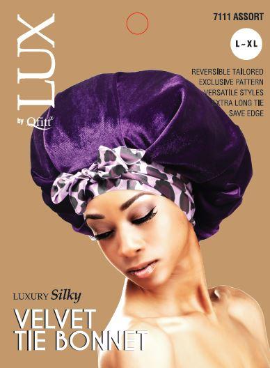Lux by Qfitt Luxury Silky Satin Bonnet - L/XL #7011 Afro Assort