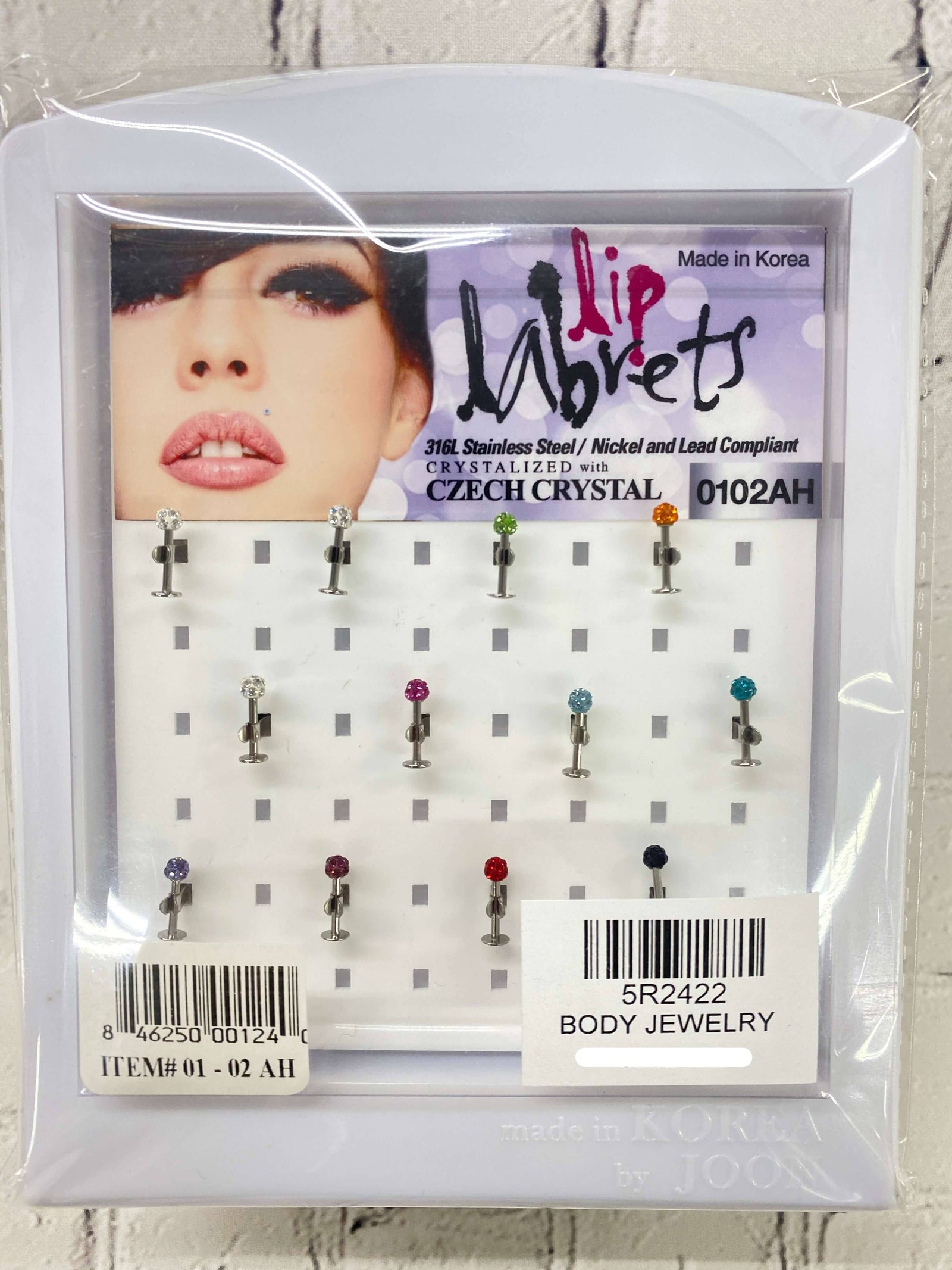 Lip Labrets #01-02AH Set/Display (12PC)
