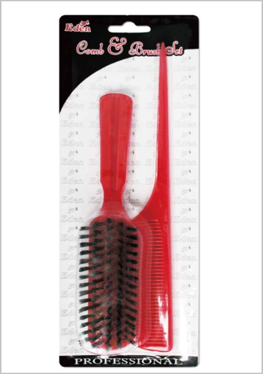 #813 Eden Bone Tail Comb & Plastic Brush Set (12Pk) - Assort