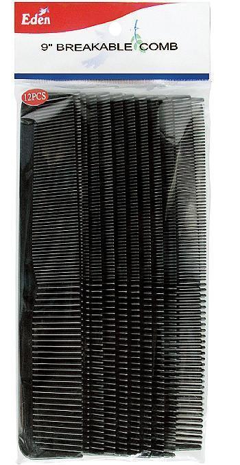 #902 Eden Black 9" Breakable Comb (12Pc)
