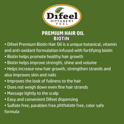 Difeel 99% Natural Premium Hair Oil Biotin Pro-Growth 8oz (PC)