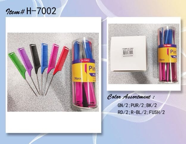 Pin Tail Comb Assorted Jar #H-7002 (36PC)