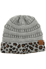 C.C. Matching Cuff Leopard Print Beanie #HAT80 (PC)