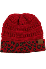 C.C. Matching Cuff Leopard Print Beanie #HAT80 (PC)