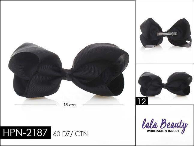 Large Hair Bow #HPN2187 Black (Dozen)