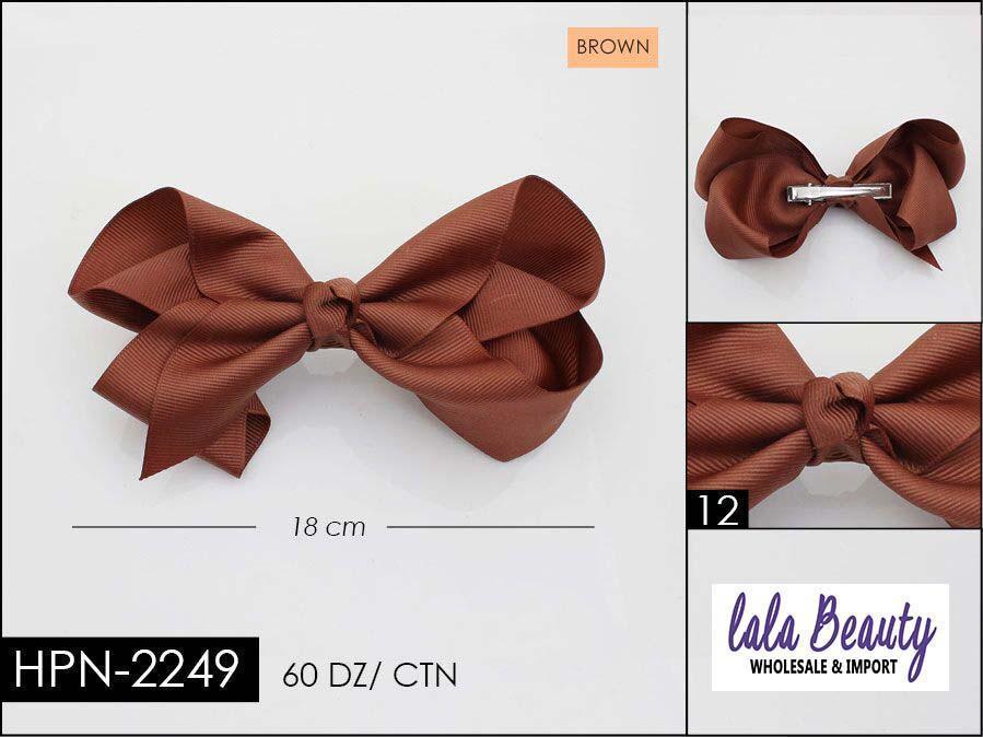 Large Hair Bow #HPN2249 Brown (Dozen)