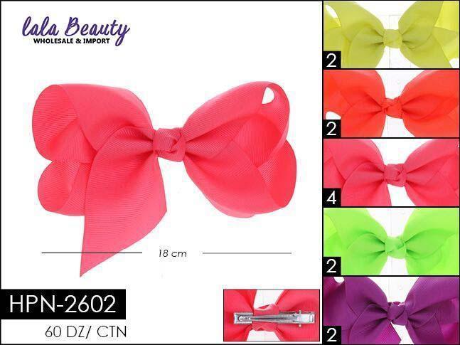 Large Hair Bow #HPN2602 Neon Mix (Dozen)
