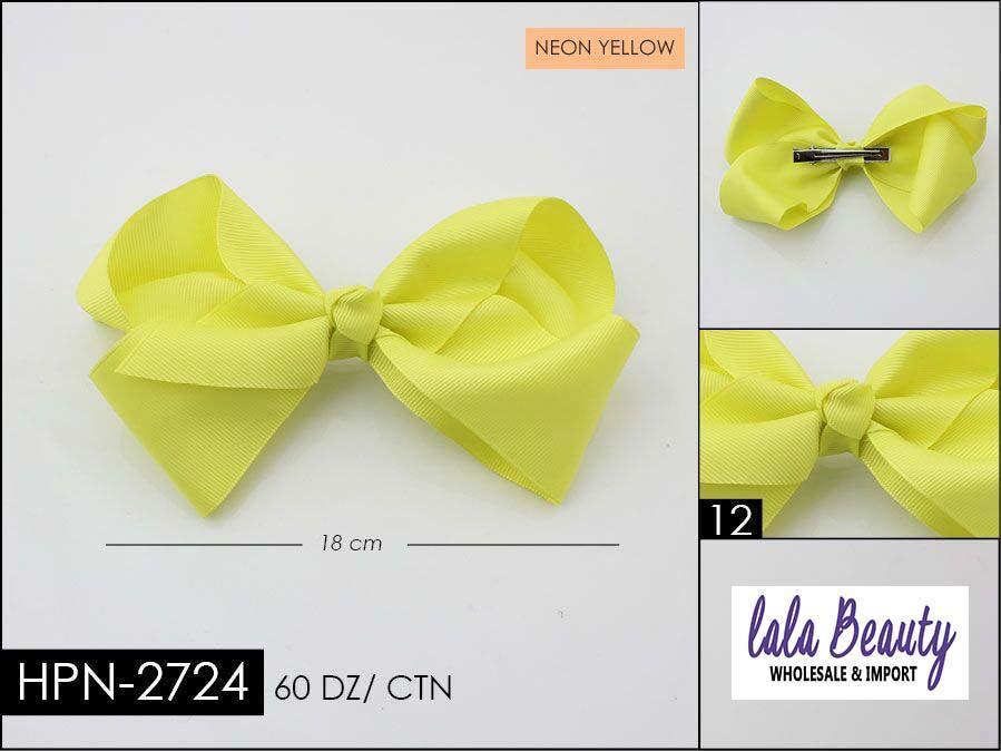 Large Hair Bow #HPN2724 Neon Yellow (Dozen)