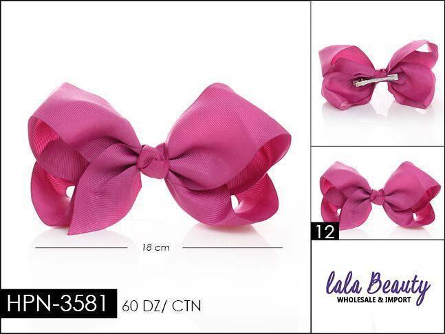 Large Hair Bow #HPN3581 Dark Pink (Dozen)
