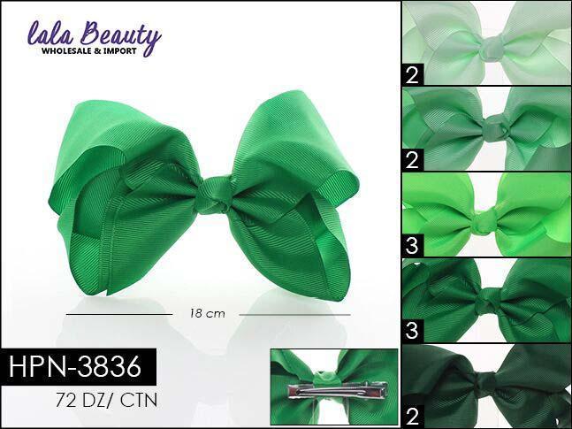 Large Hair Bow #HPN3836 Green Mix (Dozen)