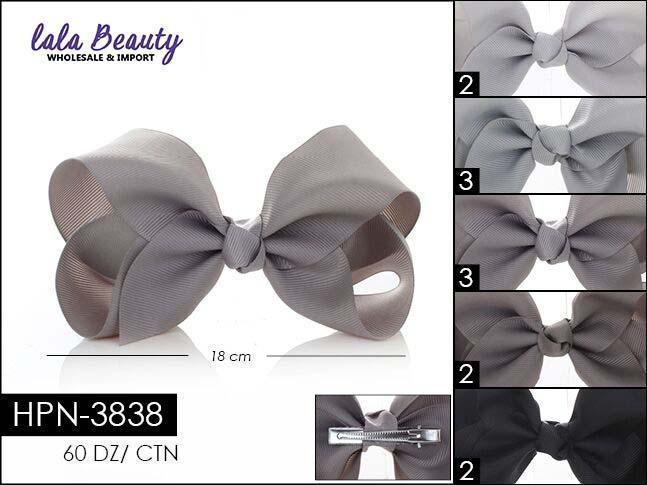 Large Hair Bow #HPN3838 Gray Mix (Dozen)