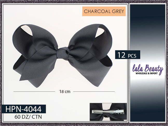 Large Hair Bow #HPN4044 Charcoal Gray (Dozen)