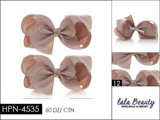Small Hair Bow #HPN4535 Beige (2 Dozen)