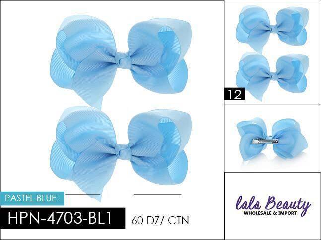 Small Hair Bow #HPN4703-BL1 Pastel Blue (2 Dozen)
